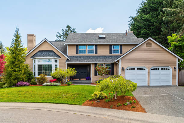 Beautifully maintained exterior siding and landscape of a modern home