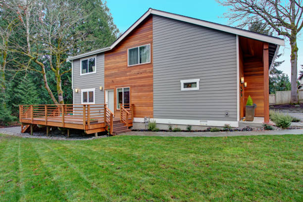 Elegant exterior look after engineered wood siding installation